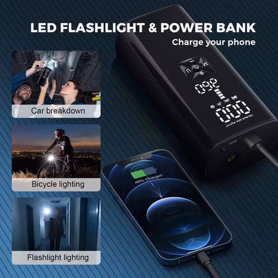 Gonfleur portatif intelligent de pneu de pompe de compresseur d'air de pneu de voiture avec l'écran tactile