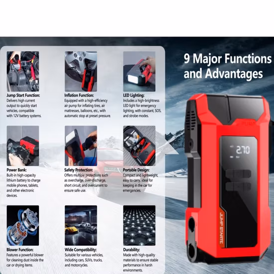 Compresseur d'air portatif de démarreur de saut de voiture de propulseur automatique de voiture d'urgence
